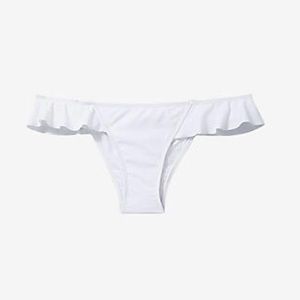 Express white ruffle cheeky bikini bottoms